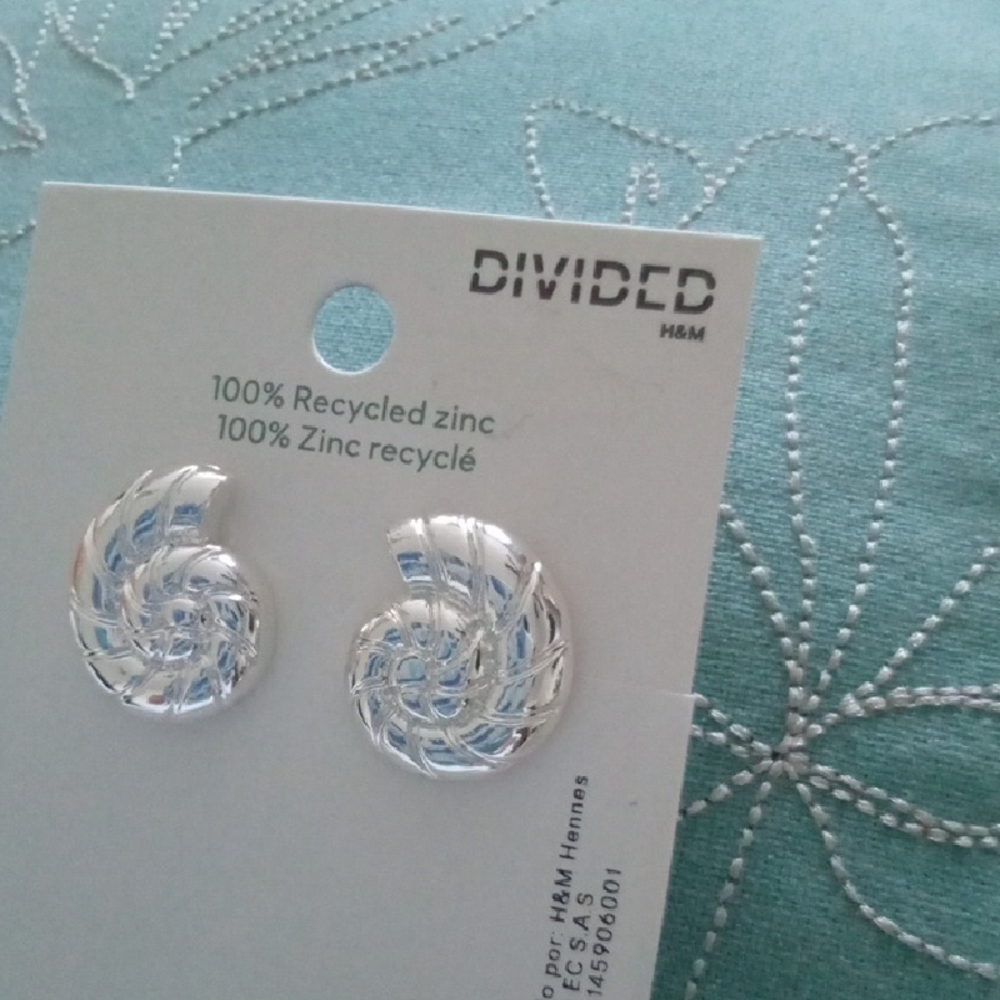 Divided Silver Spiral Earrings